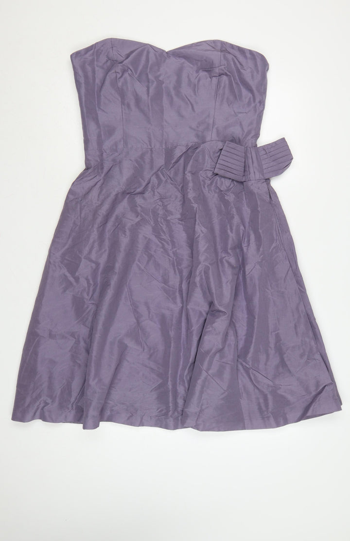 Coast Women Purple Size 16 Strapless A-Line Silk Satin Dress