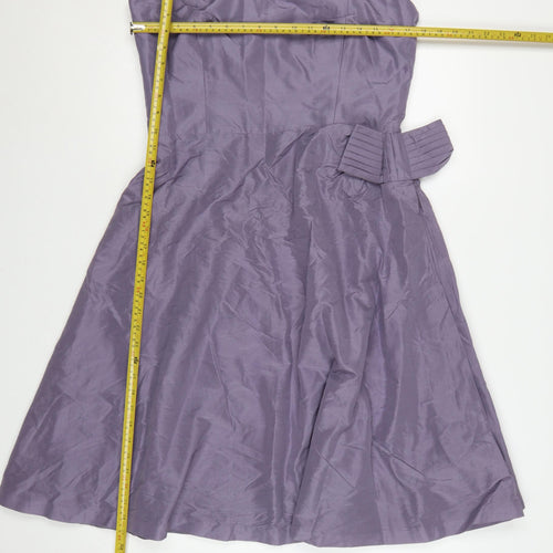 Coast Women Purple Size 16 Strapless A-Line Silk Satin Dress