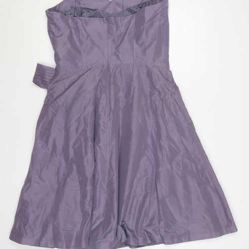 Coast Women Purple Size 16 Strapless A-Line Silk Satin Dress
