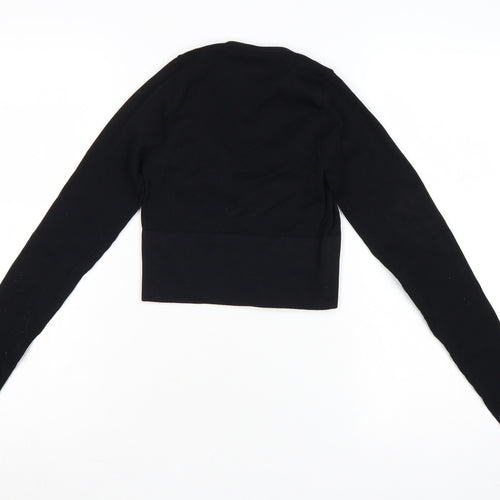 Urban Outfitters Womens Black Cropped Long Sleeve V-Neck Top S