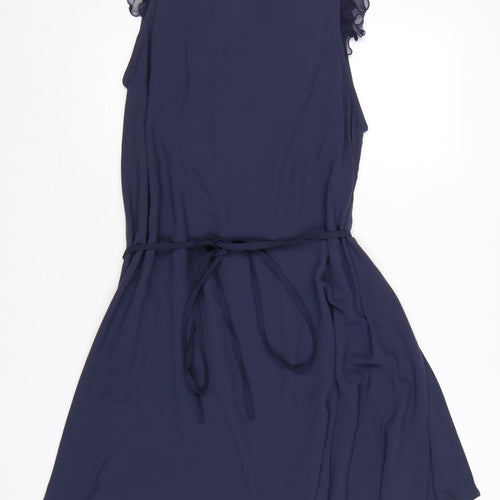 Zara Basic Women's Blue Sleeveless Ruffle A-Line Dress Size 14