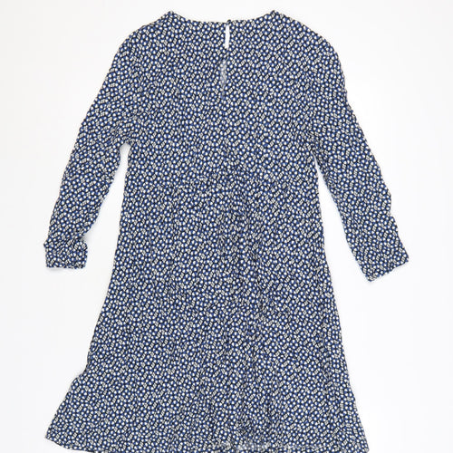 H&M Women Blue Floral A-Line Knee Length Viscose Dress Size 10