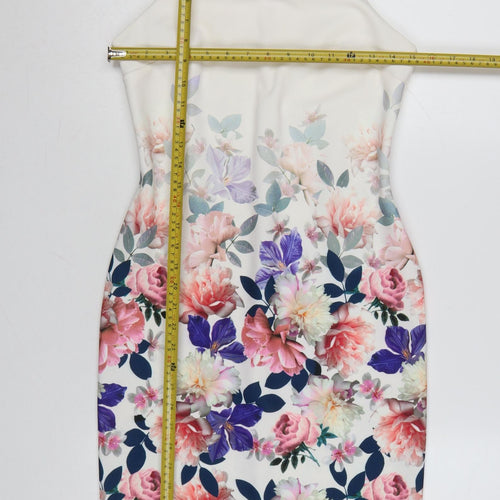 New Look Women’s Multicoloured Floral Bodycon Knee Length Dress Size 12