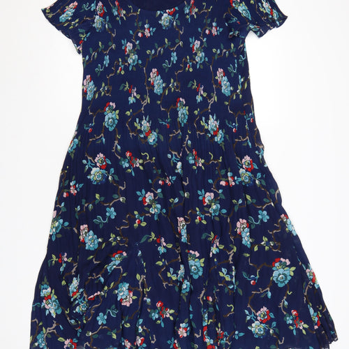EAST Women Blue Floral Knee Length A-Line Dress Size 16