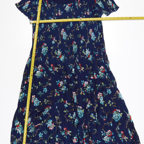 EAST Women Blue Floral Knee Length A-Line Dress Size 16