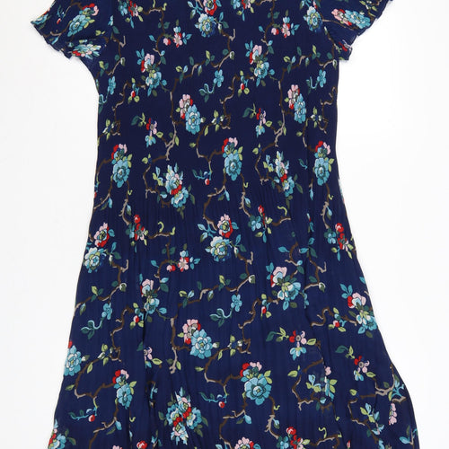 EAST Women Blue Floral Knee Length A-Line Dress Size 16