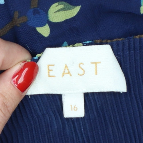 EAST Women Blue Floral Knee Length A-Line Dress Size 16