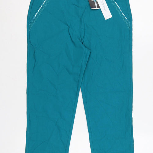 Just Elegance Women’s Teal Cropped Trousers Size 12 Stretch Comfort Fit