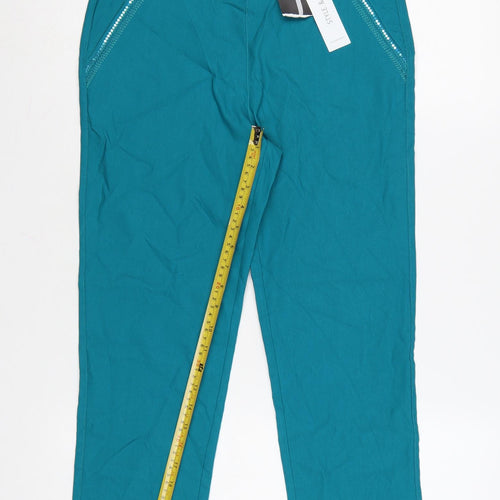 Just Elegance Women’s Teal Cropped Trousers Size 12 Stretch Comfort Fit