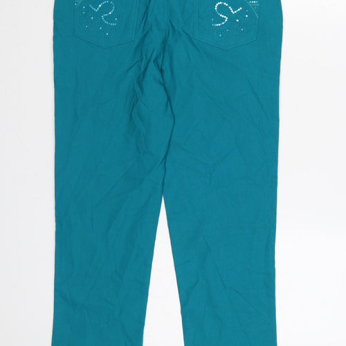 Just Elegance Women’s Teal Cropped Trousers Size 12 Stretch Comfort Fit