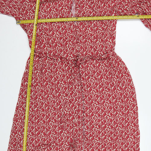 Marks and Spencer Women Red Floral Viscose Belted Shirt Dress Size 18
