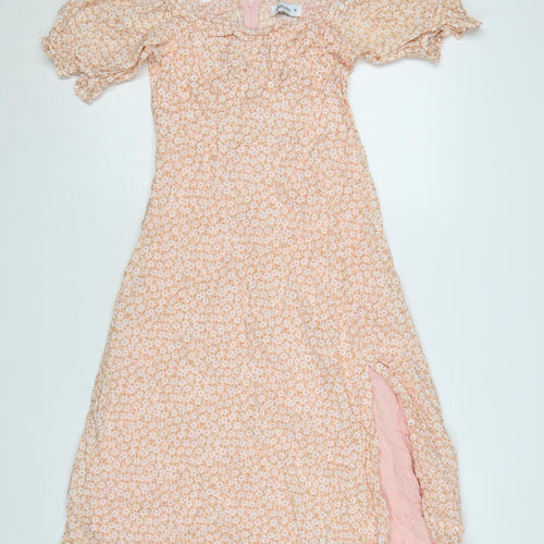 Charcoal Women Pink Floral Off Shoulder Midi Dress Size 12