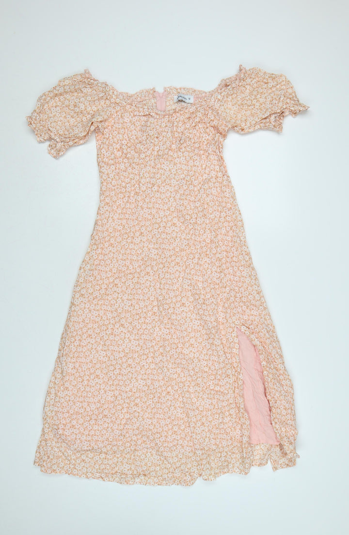 Charcoal Women Pink Floral Off Shoulder Midi Dress Size 12