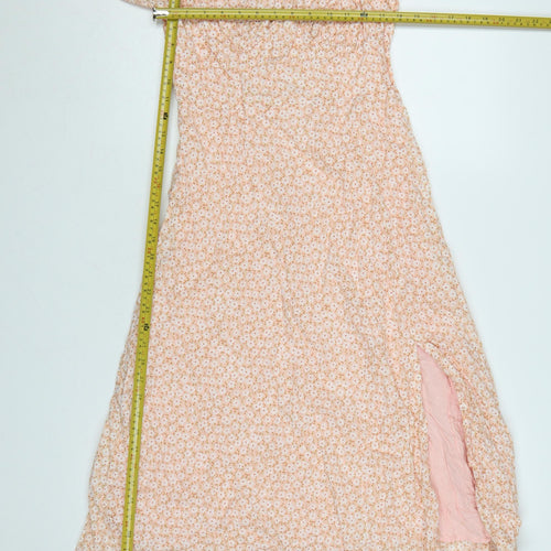 Charcoal Women Pink Floral Off Shoulder Midi Dress Size 12