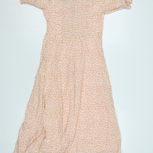 Charcoal Women Pink Floral Off Shoulder Midi Dress Size 12