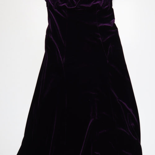 Marks and Spencer Women Purple Velvet Fit & Flare Midi Dress Size 10