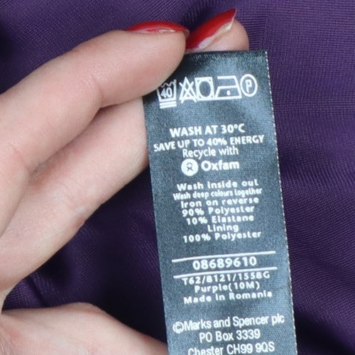 Marks and Spencer Women Purple Velvet Fit & Flare Midi Dress Size 10
