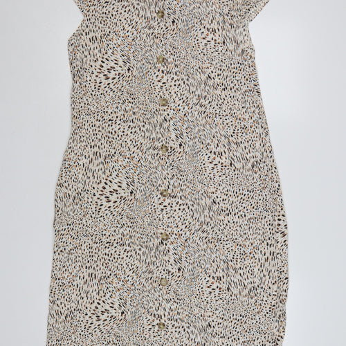 Next Women Beige Animal Print Shirt Dress Size 12 Viscose