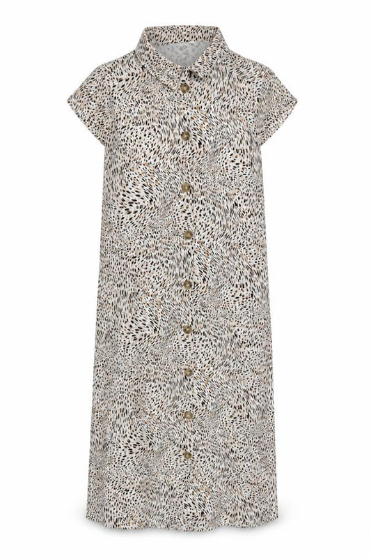 Front view of Next Women Beige Animal Print Shirt Dress, size 12, Viscose