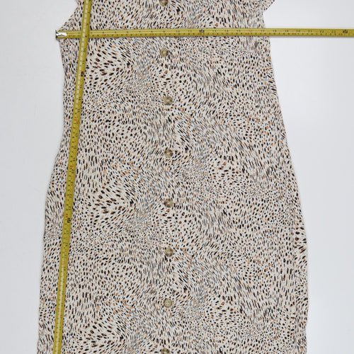 Next Women Beige Animal Print Shirt Dress Size 12 Viscose