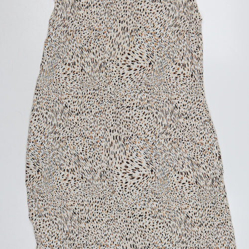 Next Women Beige Animal Print Shirt Dress Size 12 Viscose