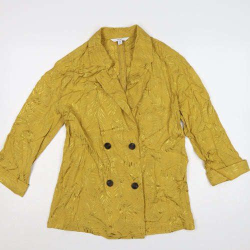 Next Women Yellow Double-Breasted Blazer Size 6