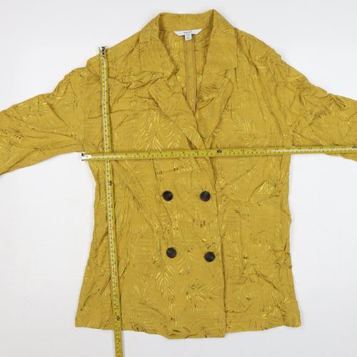 Next Women Yellow Double-Breasted Blazer Size 6