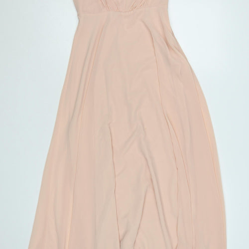 ASOS Women’s Beige Lace Maxi Dress UK 8 V-Neck Short Sleeve