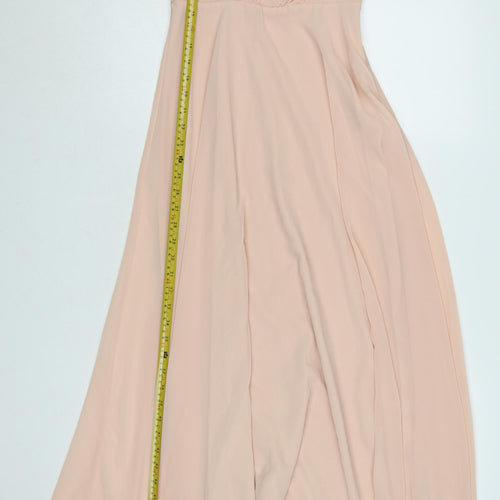 ASOS Women’s Beige Lace Maxi Dress UK 8 V-Neck Short Sleeve
