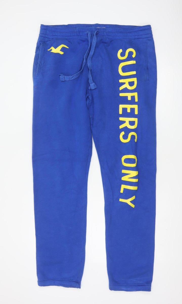 Hollister Men’s Blue XL Logo Fleece Jogger Sweatpants