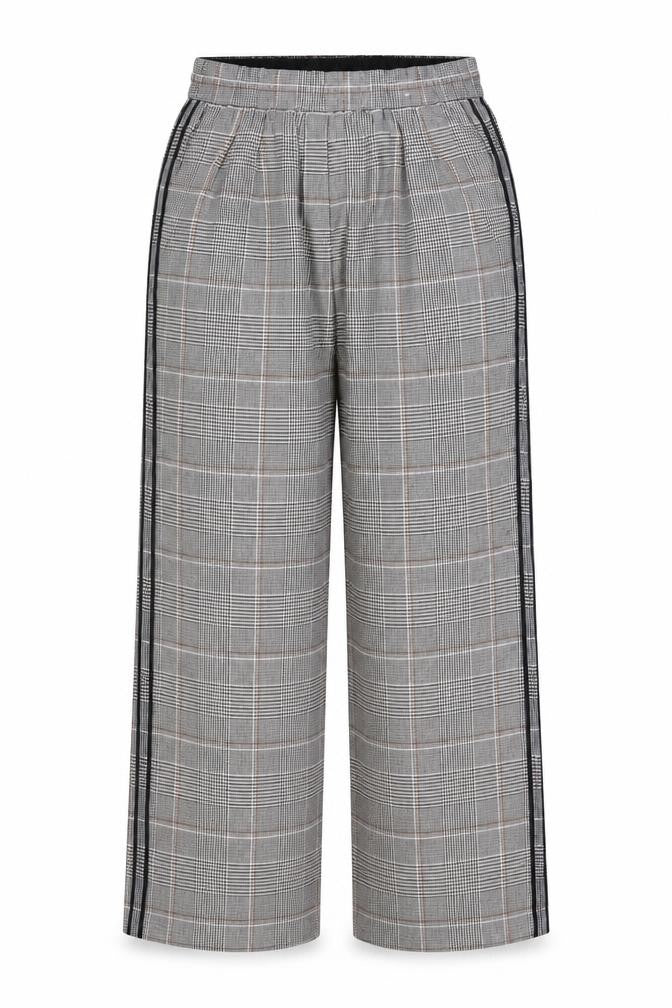 M&S Women’s Grey Check Stripe Straight Trousers UK 14 Long