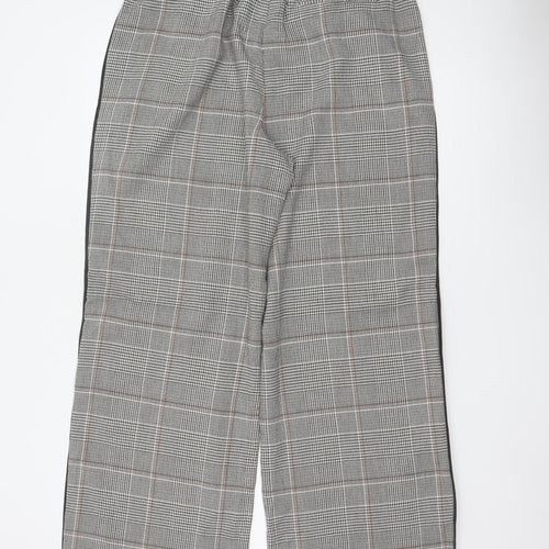 M&S Women’s Grey Check Stripe Straight Trousers UK 14 Long