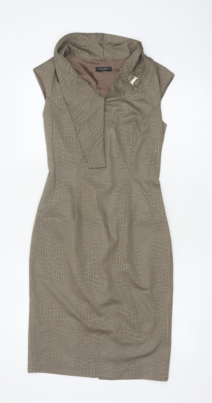 James Lakeland Women Beige UK 8 Sheath Animal Print Dress