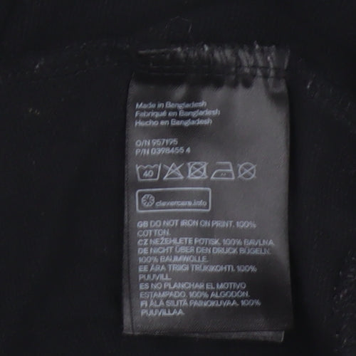 H&M Divided Women Black S NYC Brooklyn Graphic Long Sleeve Jersey Top