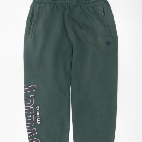 adidas Men’s Green L Originals Logo Cuffed Jogger Trousers
