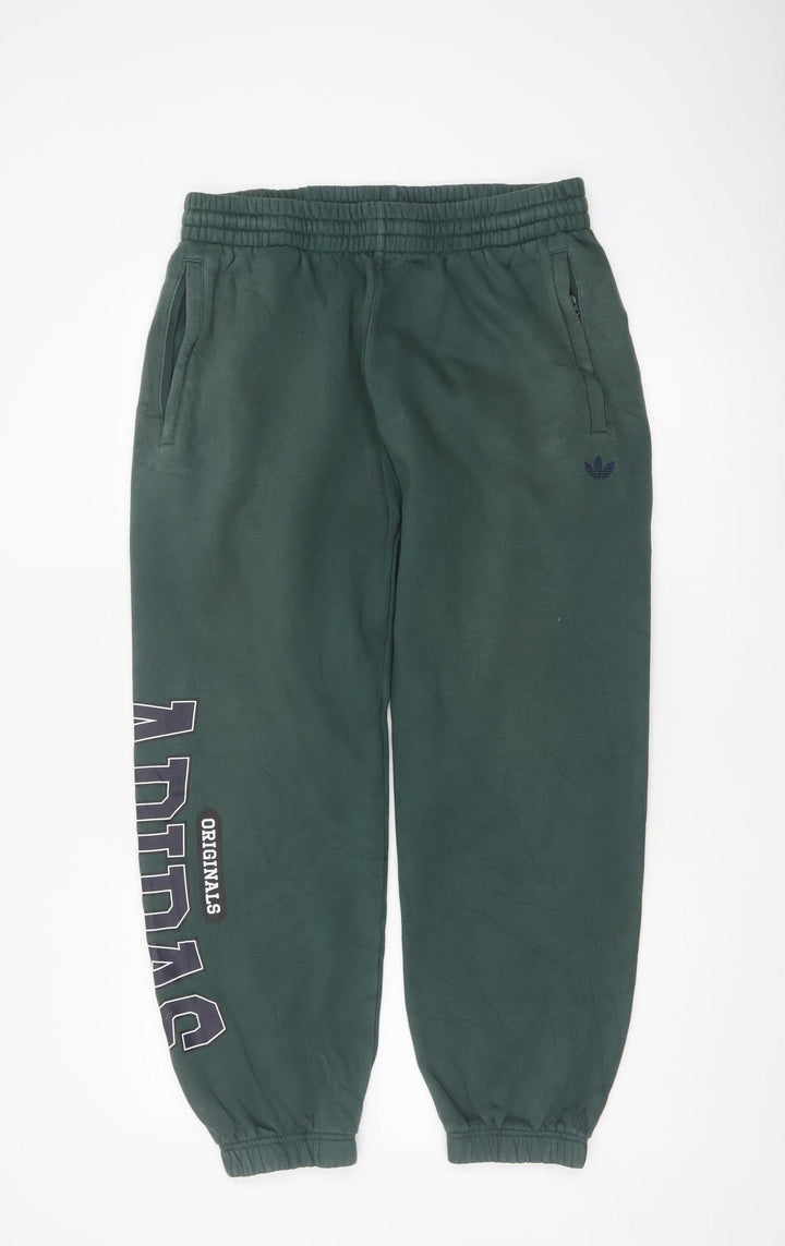 adidas Men’s Green L Originals Logo Cuffed Jogger Trousers