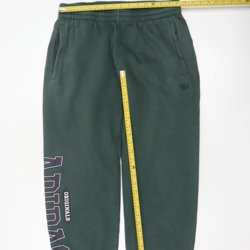 adidas Men’s Green L Originals Logo Cuffed Jogger Trousers