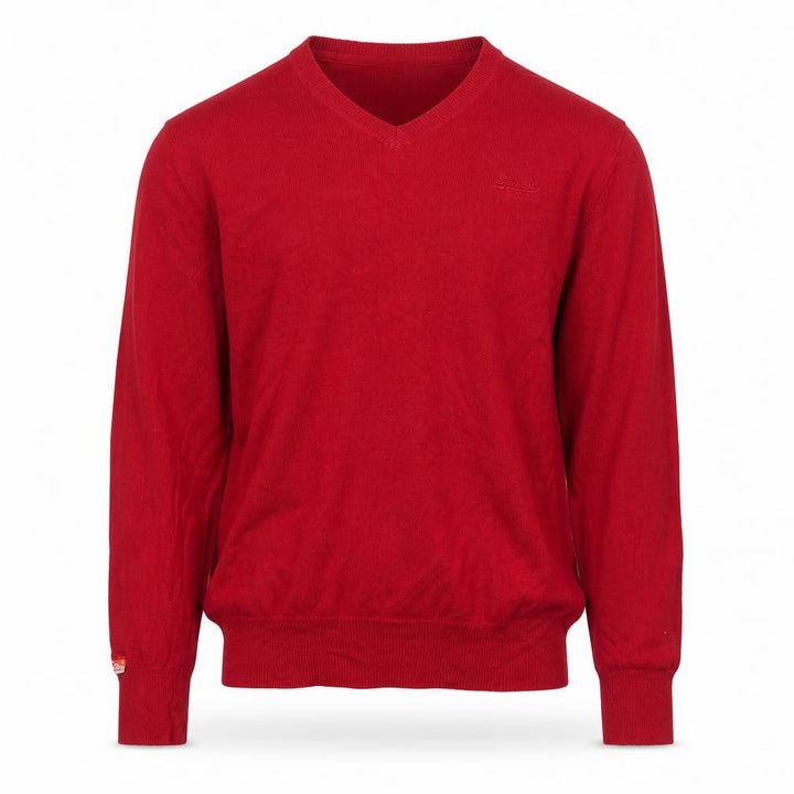 Superdry Men’s Red L Cashmere Blend V-Neck Knit Pullover Jumper