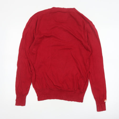Superdry Men’s Red L Cashmere Blend V-Neck Knit Pullover Jumper