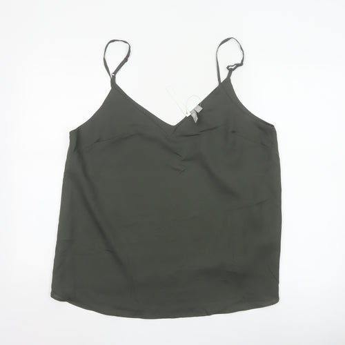 ASOS Women Green UK 16 Adjustable Strap V-Neck Camisole Tank Top