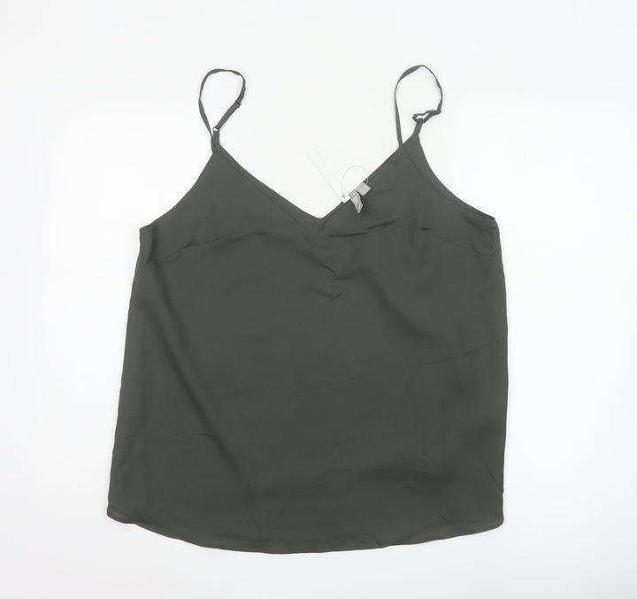 ASOS Women Green UK 16 Adjustable Strap V-Neck Camisole Tank Top