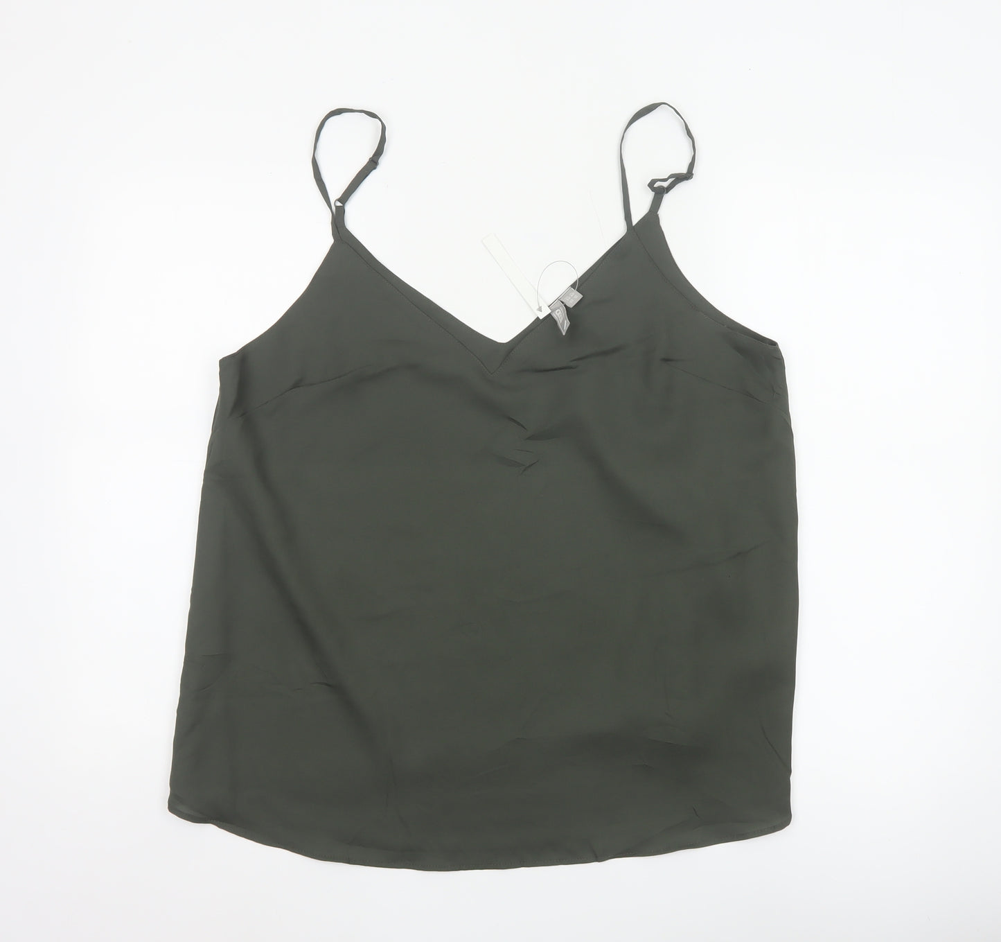 ASOS Women Green UK 16 Adjustable Strap V-Neck Camisole Tank Top