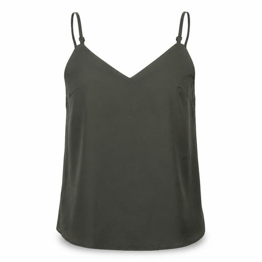 Front view of ASOS Women Green UK 16 Adjustable Strap V-Neck Camisole Tank Top