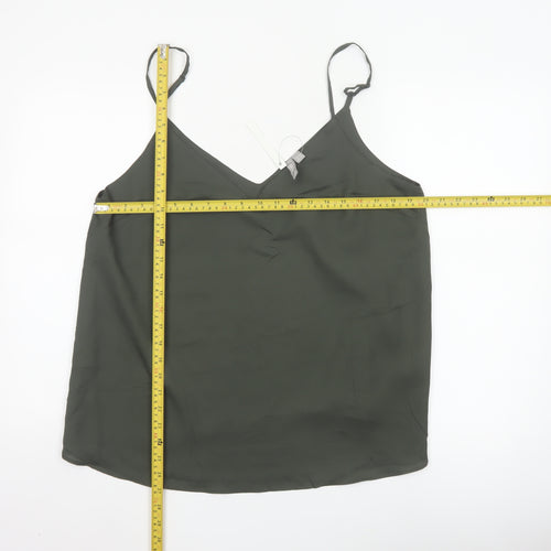 ASOS Women Green UK 16 Adjustable Strap V-Neck Camisole Tank Top