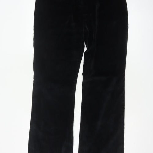Boden Women Black UK 14 Tall Velvet Bootcut Cotton Stretch Trousers
