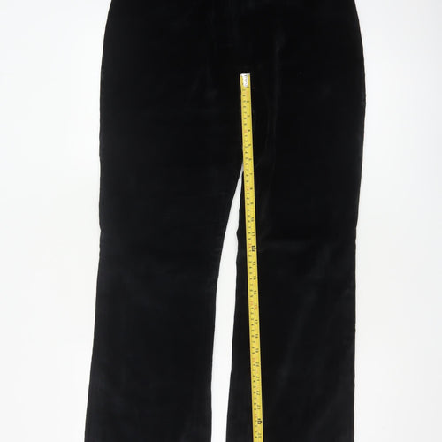 Boden Women Black UK 14 Tall Velvet Bootcut Cotton Stretch Trousers