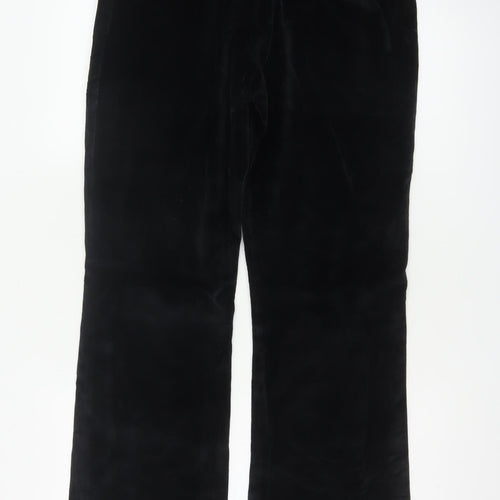Boden Women Black UK 14 Tall Velvet Bootcut Cotton Stretch Trousers