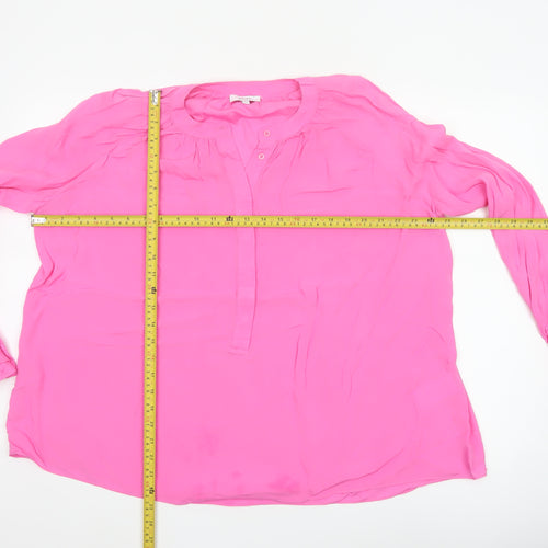 Reiss Women Pink UK 4 Viscose Long Sleeve Button Blouse