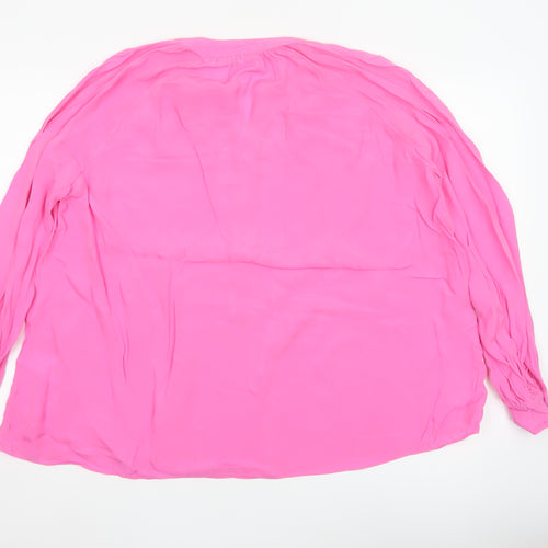 Reiss Women Pink UK 4 Viscose Long Sleeve Button Blouse