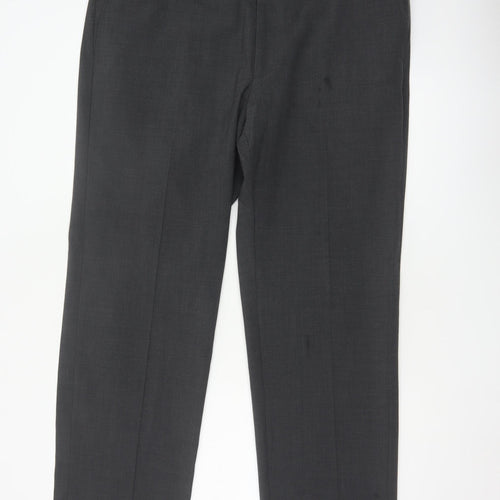 Marks and Spencer Men's Grey 40/31 Regular Wool Blend Dress Trousers